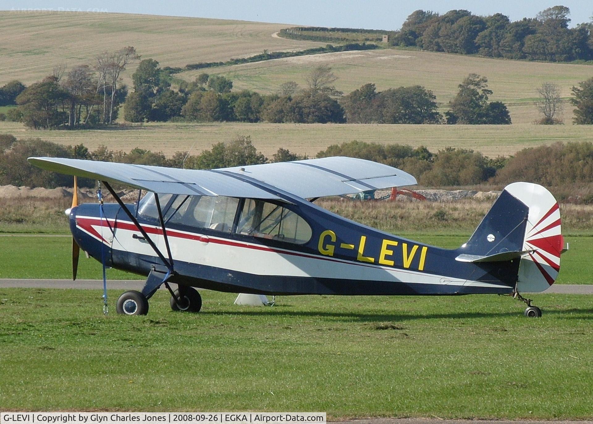 G-LEVI, 1946 Aeronca 7AC Champion C/N 7AC-4001, Such a pleasant change to have trees and hills in the background compared to tarmac and hangars. Previously N85266. Owned by G-LEVI Group.