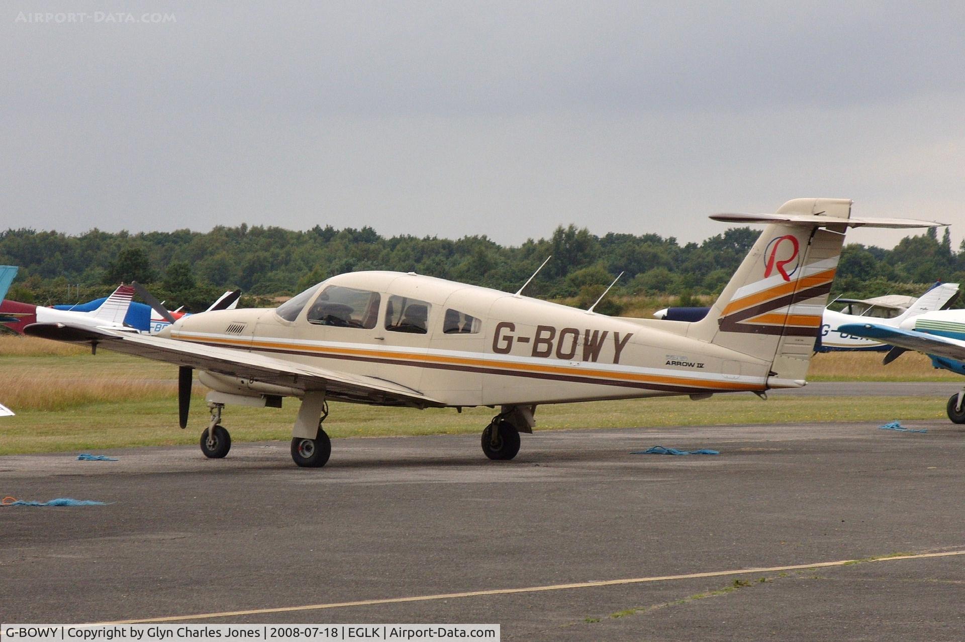 G-BOWY, 1981 Piper PA-28RT-201T Turbo Arrow IV Arrow IV C/N 28R-8131114, Previously N404EL. Operated by Redhill Aviation.