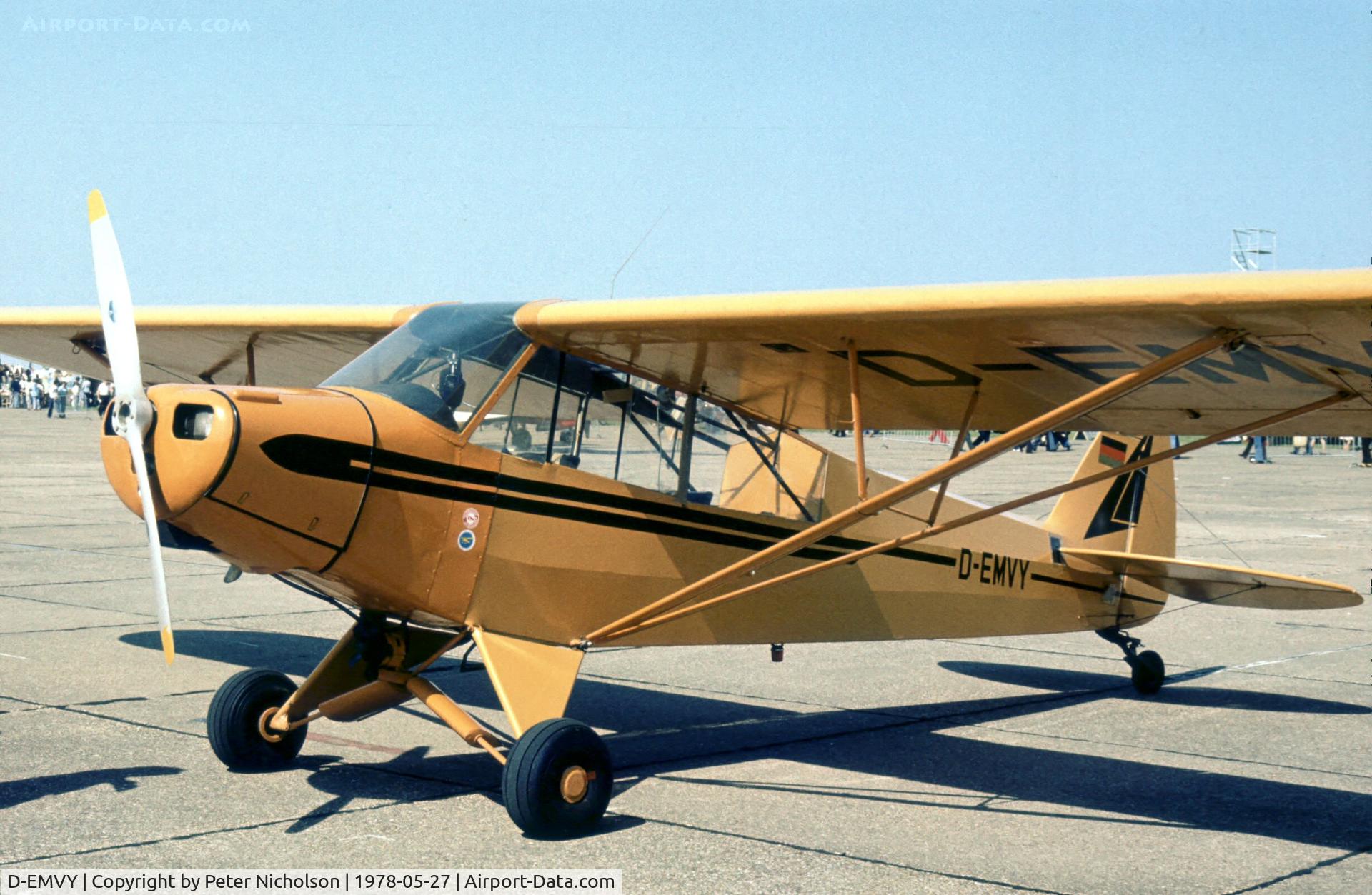 D-EMVY, 1952 Piper L-18C Super Cub C/N 18-2048, This Super Cub ex-USAF 52-2448 and R-52 of the Royal Netherlands AF attended the 1978 Bassingbourn Air Show.