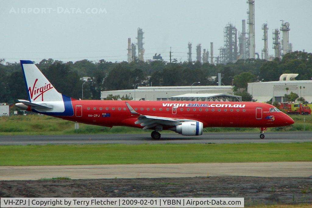VH-ZPJ, 2008 Embraer 190AR (ERJ-190-100IGW) C/N 19000209, Virgin Blue Emb190 at Brisbane