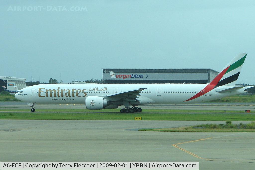 A6-ECF, 2007 Boeing 777-36H/ER C/N 35574, Emirates B777 at Brisbane