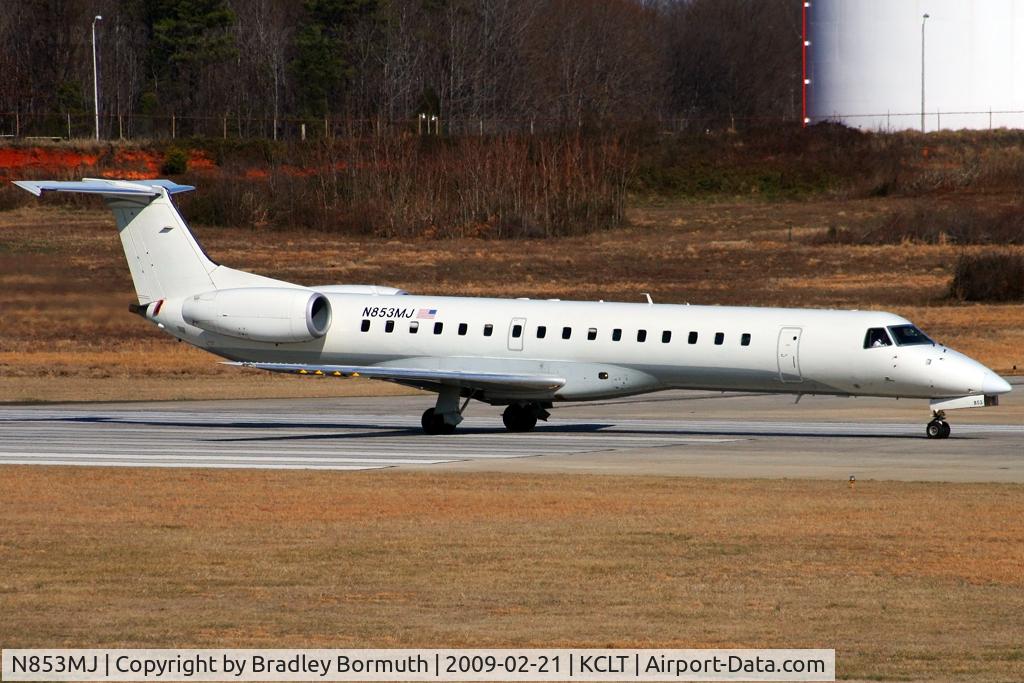 N853MJ, 2002 Embraer EMB-145LR C/N 145464, Taken from the overlook on the west side of the Charlotte Douglas International Airport.
