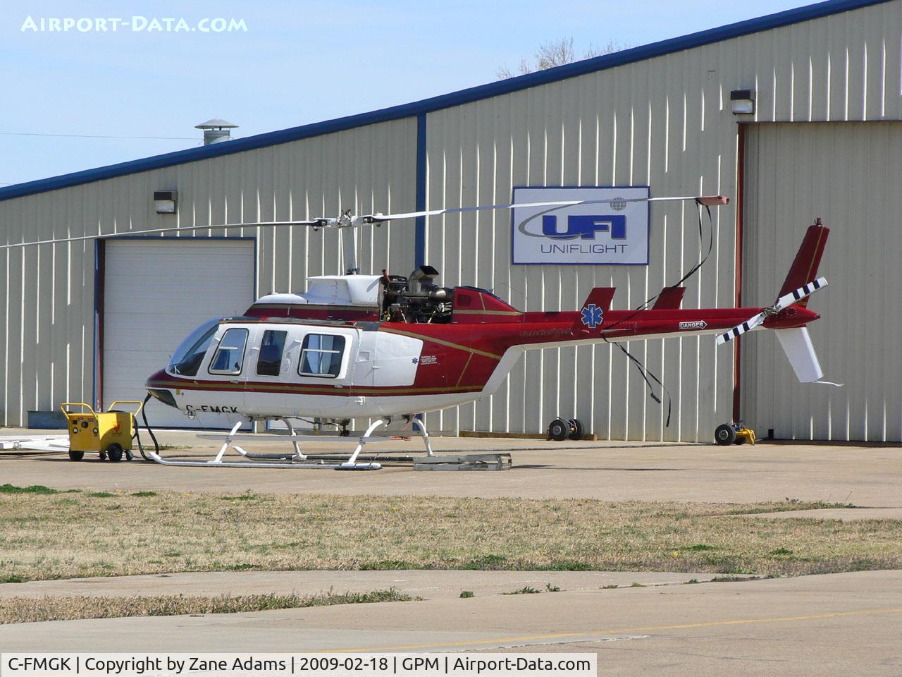 C-FMGK, 1980 Bell 206L-1 LongRanger II C/N 45402, At Grand Prairie Municipal