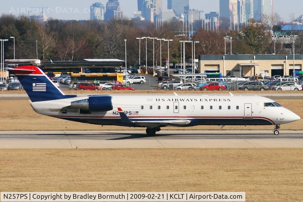N257PS, 2004 Bombardier CRJ-200ER (CL-600-2B19) C/N 7939, Taken from the overlook on the west side of the Charlotte Douglas International Airport.