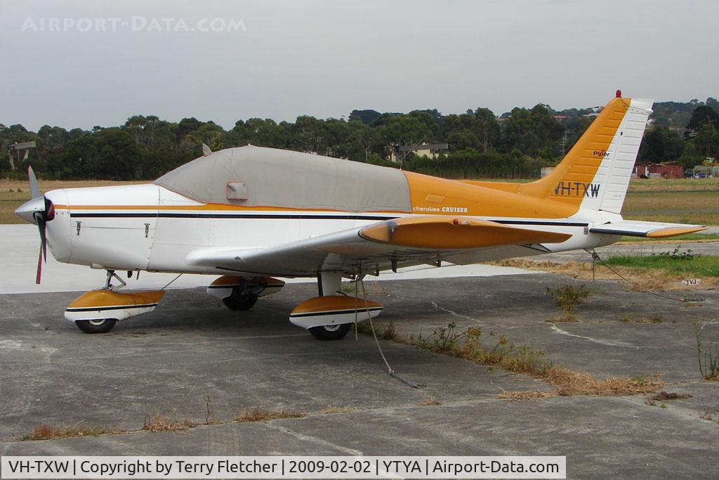 VH-TXW, 1973 Piper PA-28-140 Cherokee Cruiser C/N 28-7425064, Piper parked at Tyabb (Mornington Peninsula) , Victoria