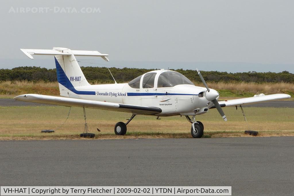 VH-HAT, 1979 Piper PA-38-112 Tomahawk Tomahawk C/N 38-79A0702, Local Flying School Tomahawk at Tooradin Airport VIC