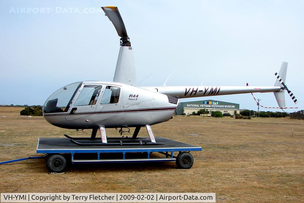 VH-YMI, 2003 Robinson R44 II C/N 10238, Robinson R44 at Phillip Island for pleasure trips