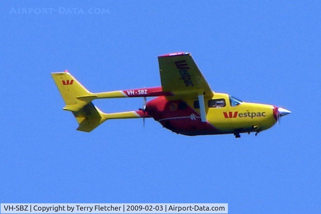 VH-SBZ, 1974 Cessna 337G Super Skymaster C/N 33701590, Cessna 337G On Shark spotting duties overhead Sorrento on the Mornington Peninsula, south of Melbourne , Australia