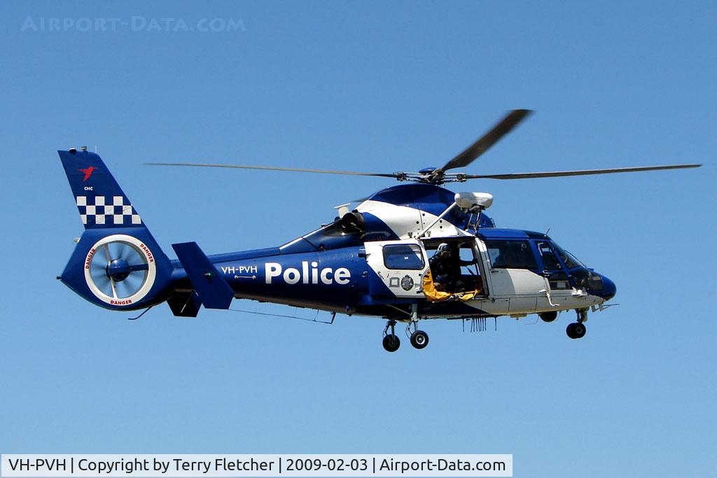 VH-PVH, 2001 Eurocopter AS-365N-3 Dauphin 2 C/N 6604, Essendon based Police Eurocopter on training exercise