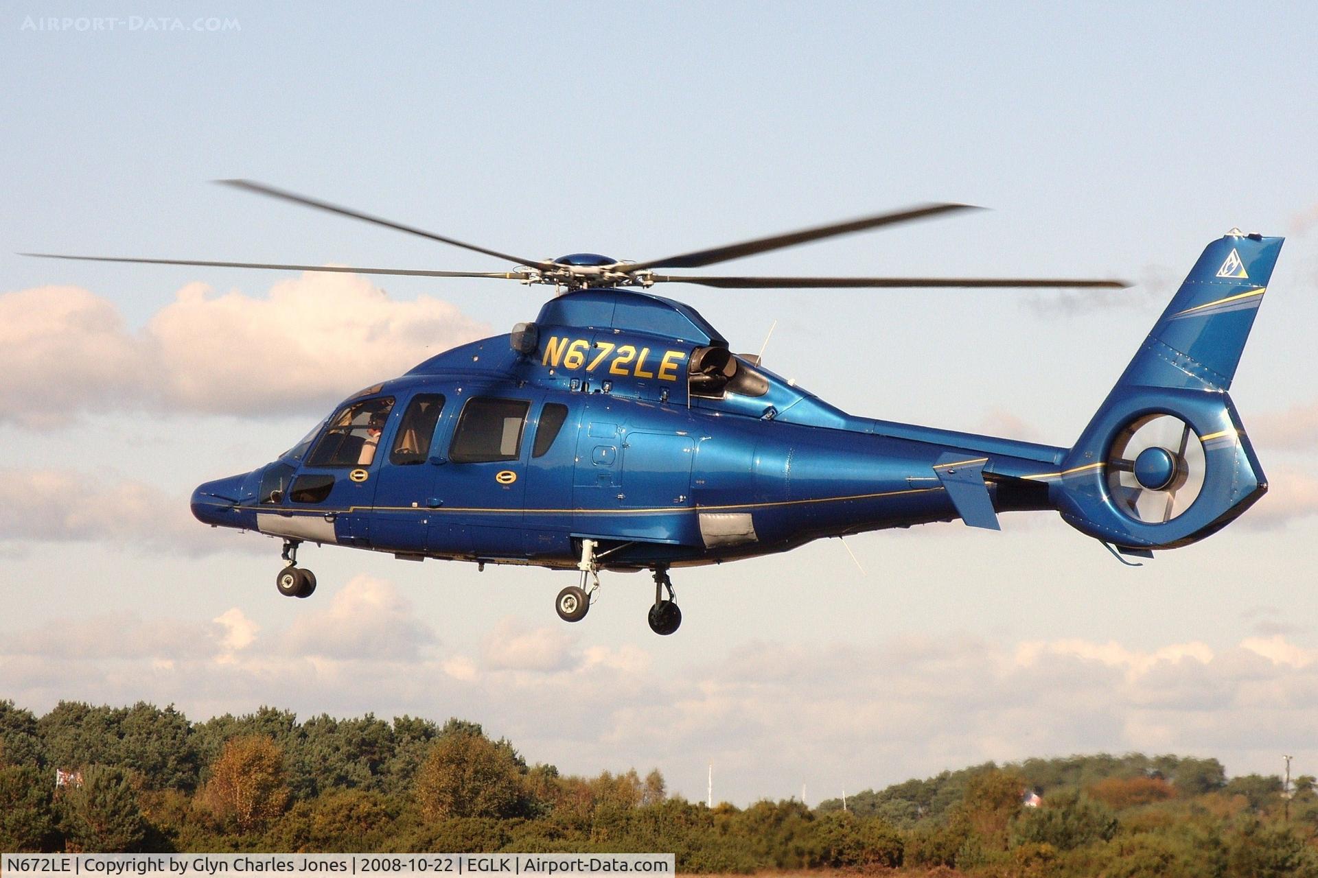 N672LE, 2003 Eurocopter EC-155B-1 C/N 6652, Previously F-WQEP. Was doing engine test runs along Blackbushe's runway for over an hour. Owned by Hec01 LLC.