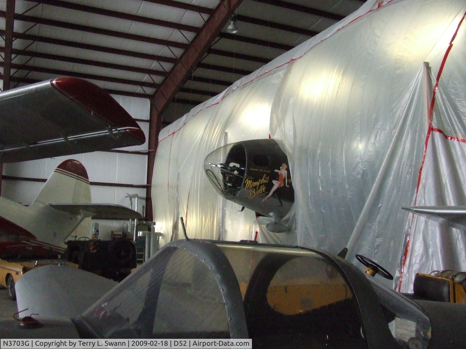 N3703G, 1945 Boeing B-17G Flying Fortress C/N 44-83546-A, In a heated plactic room in the main hanger at Geneseo for Winter maintenance.