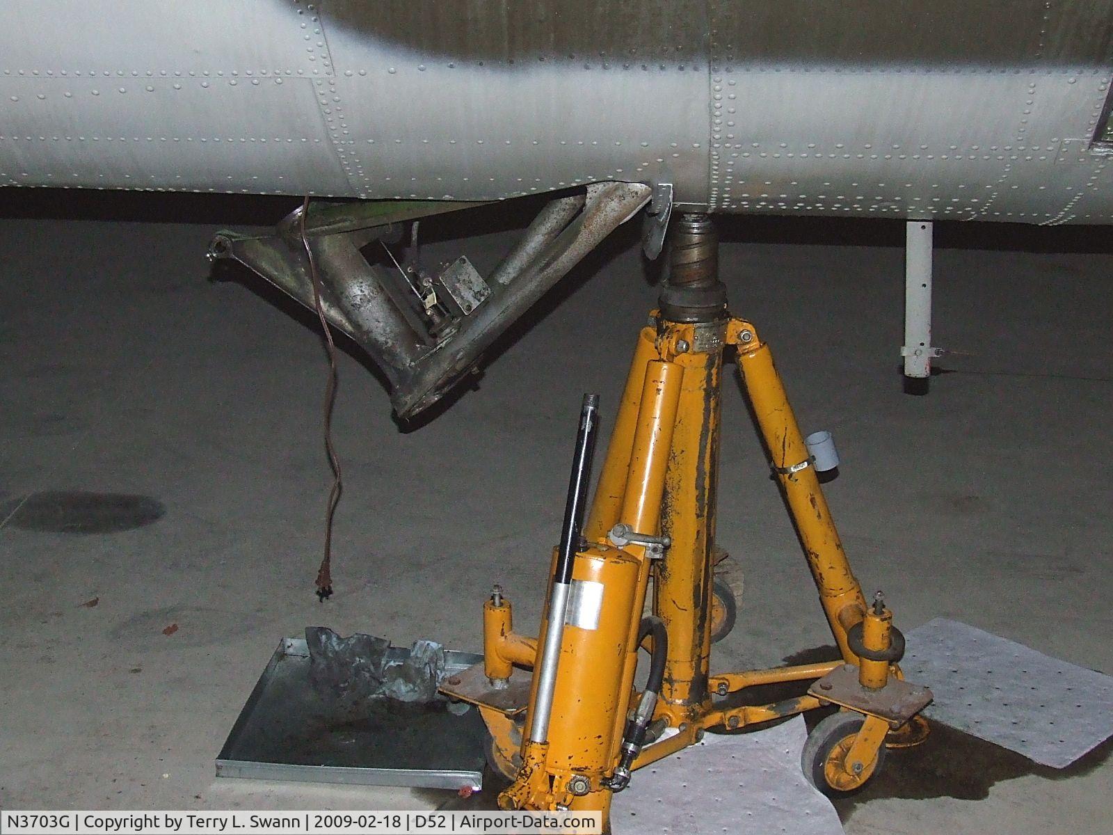 N3703G, 1945 Boeing B-17G Flying Fortress C/N 44-83546-A, Tail wheel maintenance and inspection.