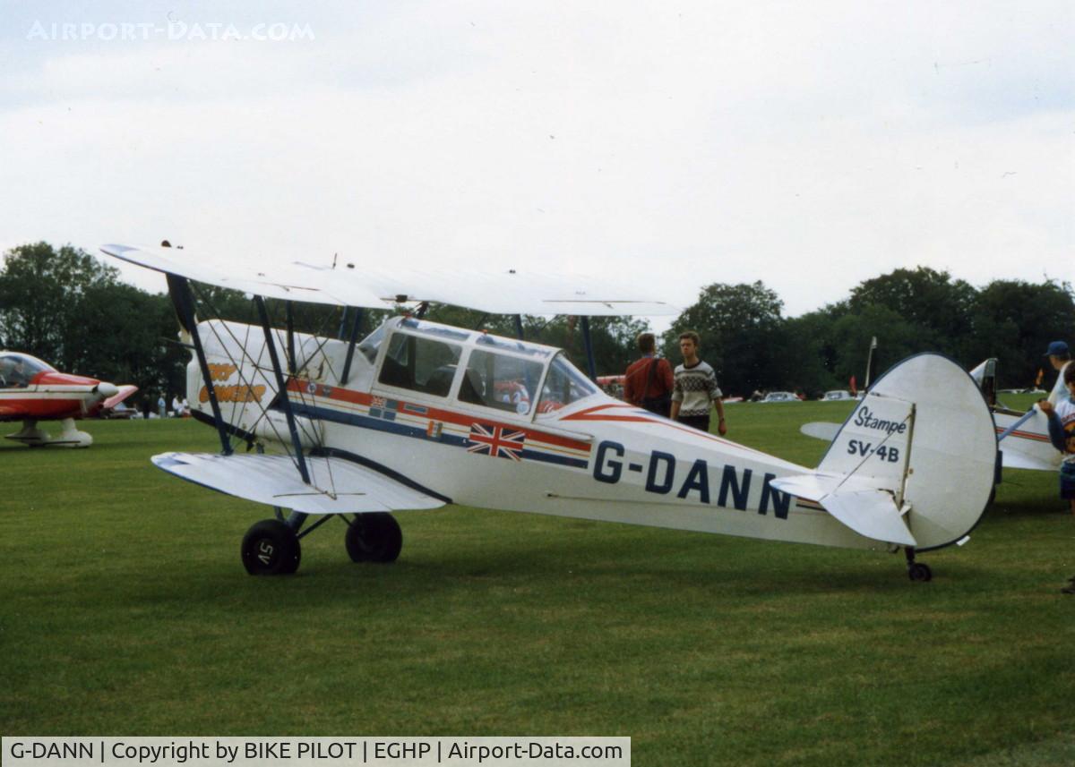 G-DANN, 1951 Stampe-Vertongen SV-4B Coupe C/N 1200, COLORFUL STAMPE WITH TIGER MOTH TYPE CANOPY 1987