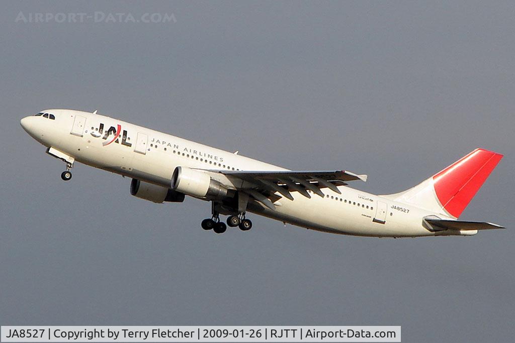 JA8527, 1994 Airbus A300B4-622R(F) C/N 724, JAL A300 climbs out of Haneda