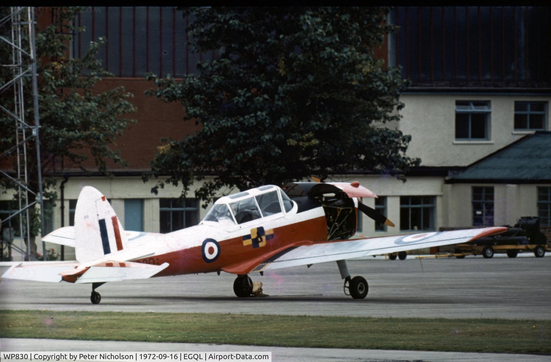 WP830, 1952 De Havilland DHC-1 Chipmunk T.10 C/N C1/0711, Chipmunk T.10 of East Lowlands Air University Squadron at RAF Leuchars 1972 Air Show.