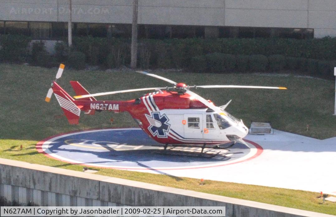 N627AM, 1984 Eurocopter-Kawasaki BK-117A-4 C/N 7017, Parked at Tampa General Hospital