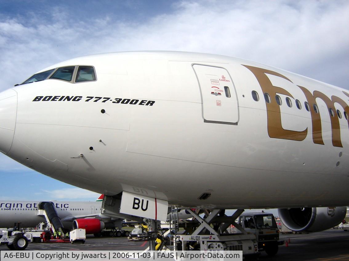 A6-EBU, 2006 Boeing 777-31H/ER C/N 34484, Just arrived at JNB