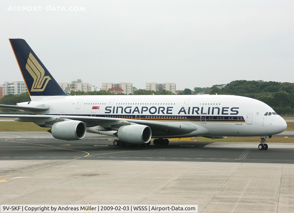 9V-SKF, 2008 Airbus A380-841 C/N 012, Just landed.