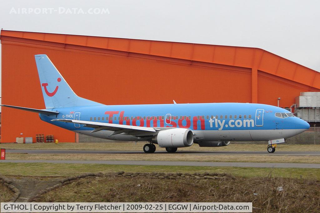 G-THOL, 1999 Boeing 737-36N C/N 28594, Thomson B737 on positioning flight Luton to Manchester