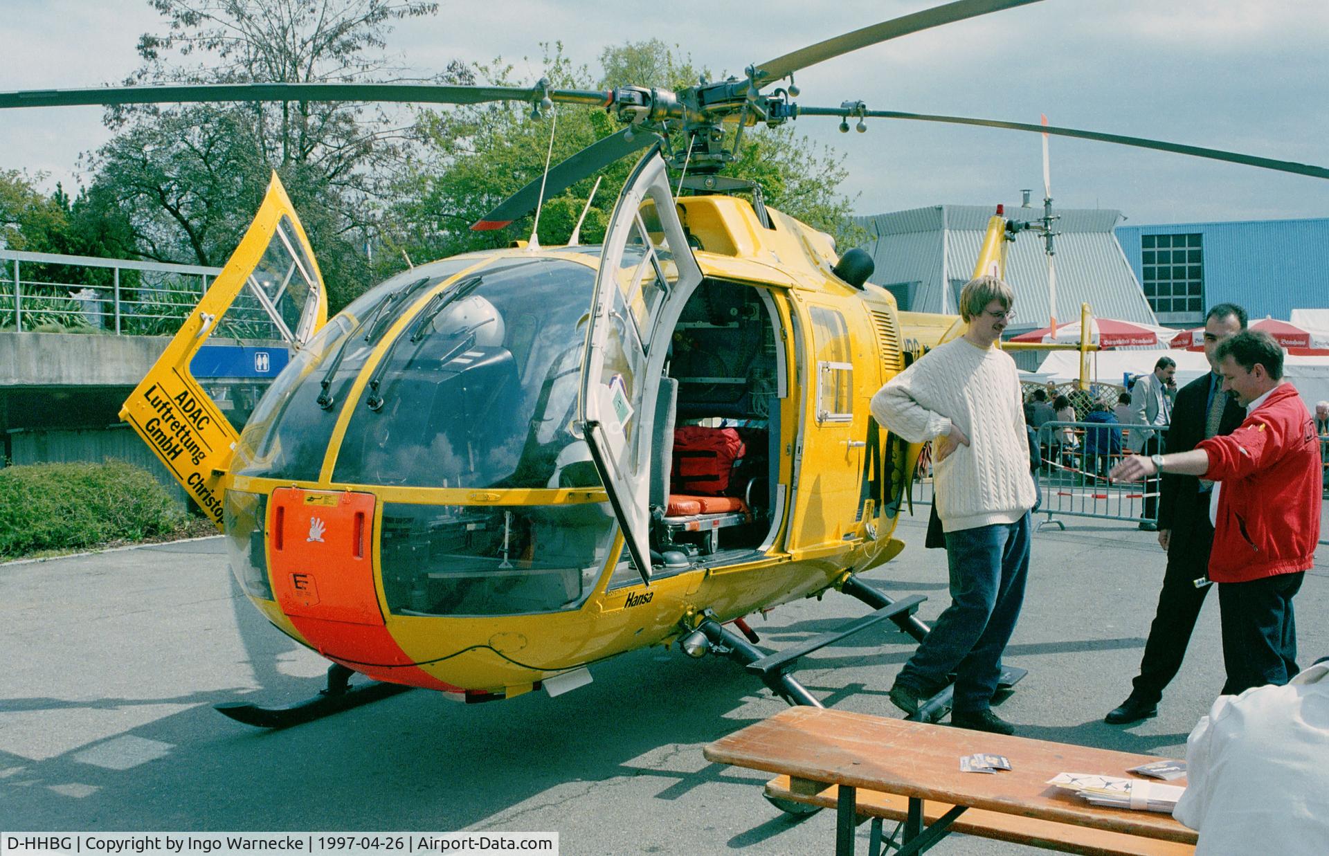 D-HHBG, MBB Bo-105S C/N S-625, MBB Bo 105S of ADAC EMS at AERO 1997, Friedrichshafen