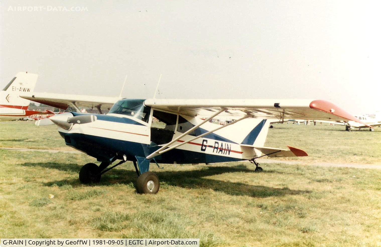 G-RAIN, 1979 Maule M-5-235C Lunar Rocket C/N 7262C, Maule M5 G-RAIN visiting the 1981 Cranfield Business and Light Aviation Exhibition