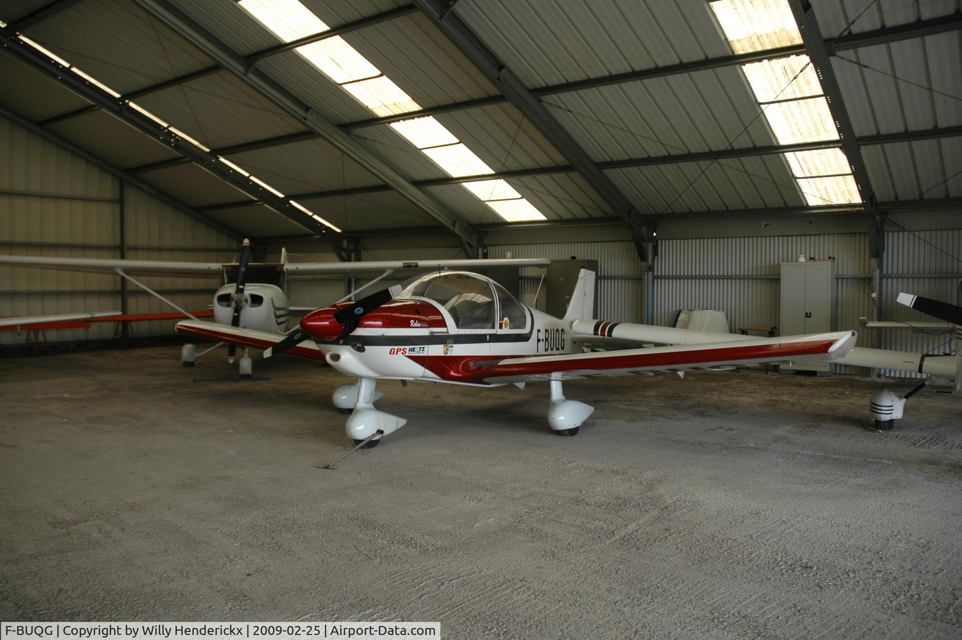 F-BUQG, Robin HR-200-120B C/N 05, Hangared at Saint-Ghislain, Belgium