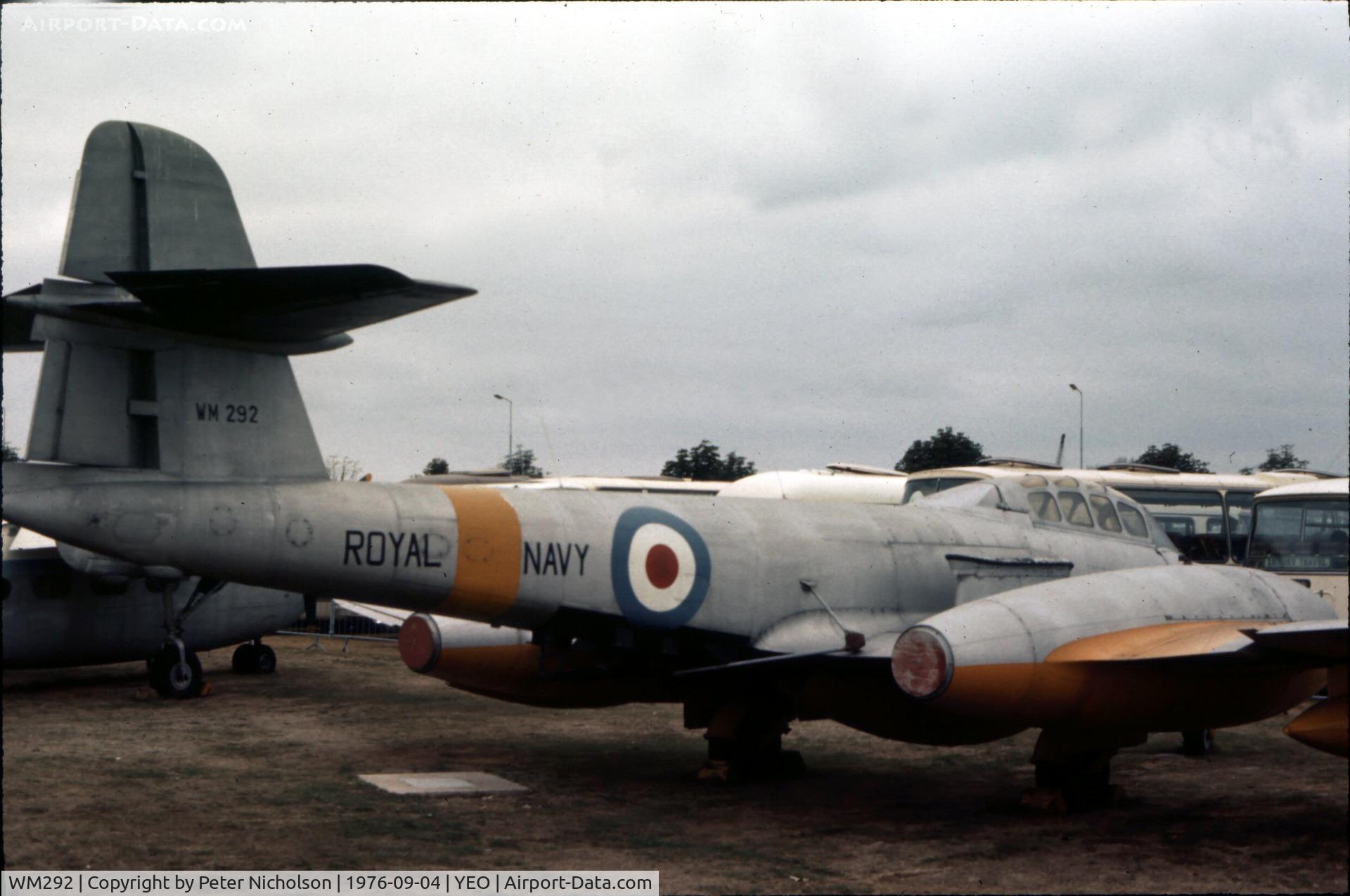 WM292, 1952 Gloster Meteor TT.20 C/N Not found WM292, Meteor TT.20 of the Fleet Air Museum as seen at the 1976 Yeovilton Air Show.