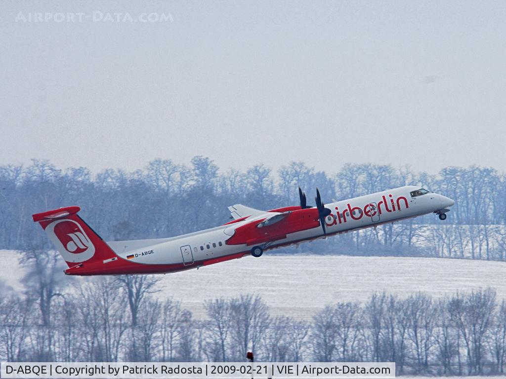 D-ABQE, 2009 De Havilland Canada DHC-8-402Q Dash 8 C/N 4239, Only approx 1 week old Bombardier Q400 of Air Berlin; first landing of an Air Berlin Q400 in Vienna