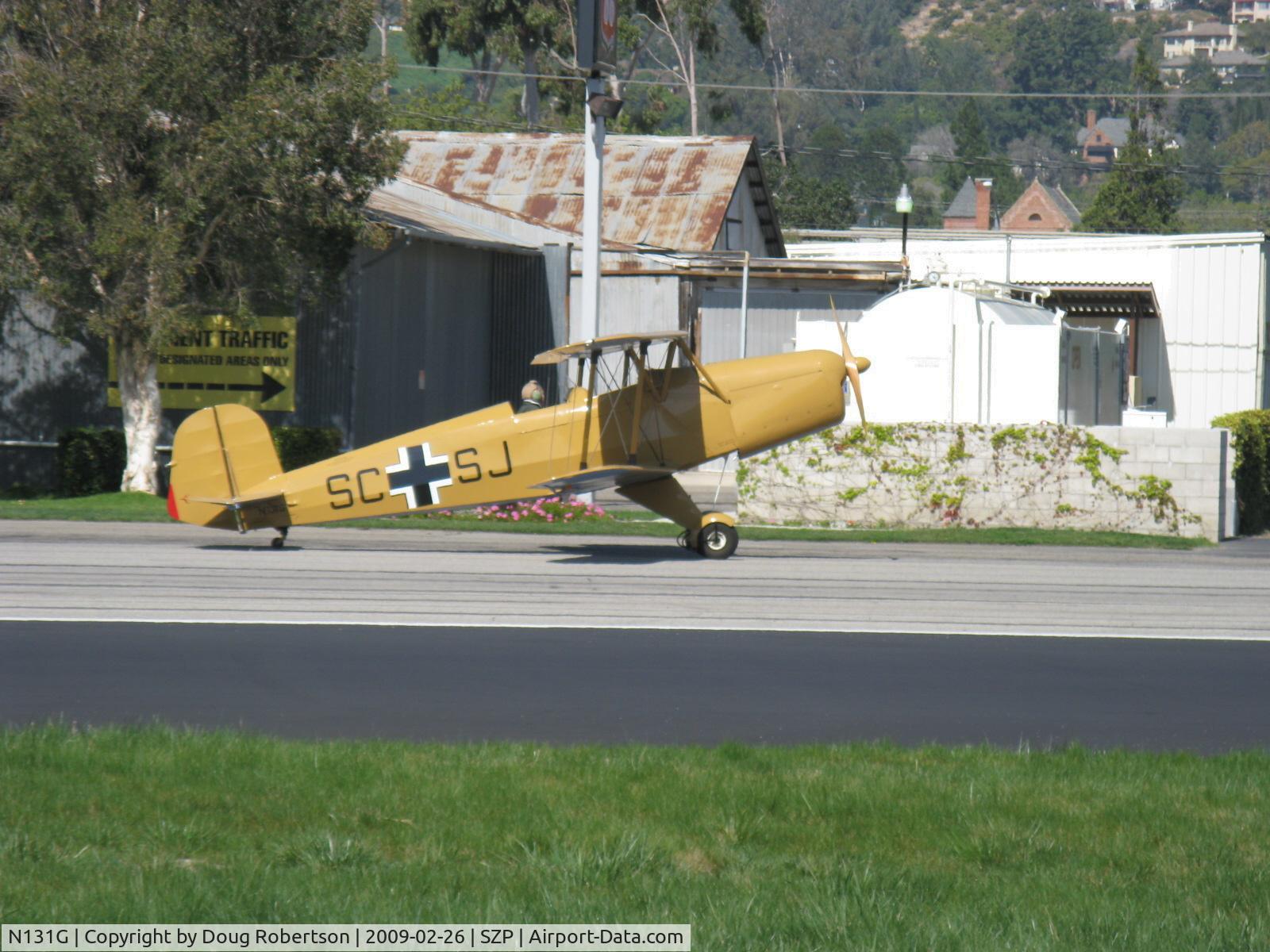 N131G, 1959 CASA 1-131 Jungmann C/N E3B-391, 1959 C.A.S.A. 1.131 Bucker JUNGMANN, LOM 332AK inverted in-line 4 cylinder 140 Hp, Taxi to Rwy 22