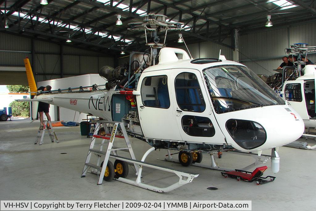 VH-HSV, 2001 Eurocopter AS-350B-2 Ecureuil Ecureuil C/N 9033, Eurocopter AS350B2 receiving Maintenance at Moorabbin