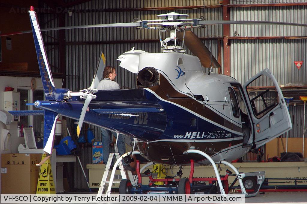VH-SCO, 2000 Aérospatiale AS-350D AStar Mk3 C/N 1276, AS350D on maintenance at Moorabbin