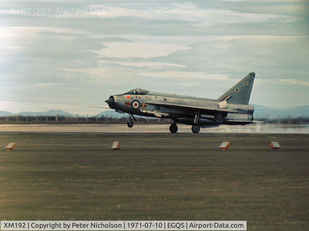 XM192, 1961 English Electric Lightning F.1A C/N 95090, As Lightning F.1A it attended the 1971 RNAS Lossiemouth Air Show.