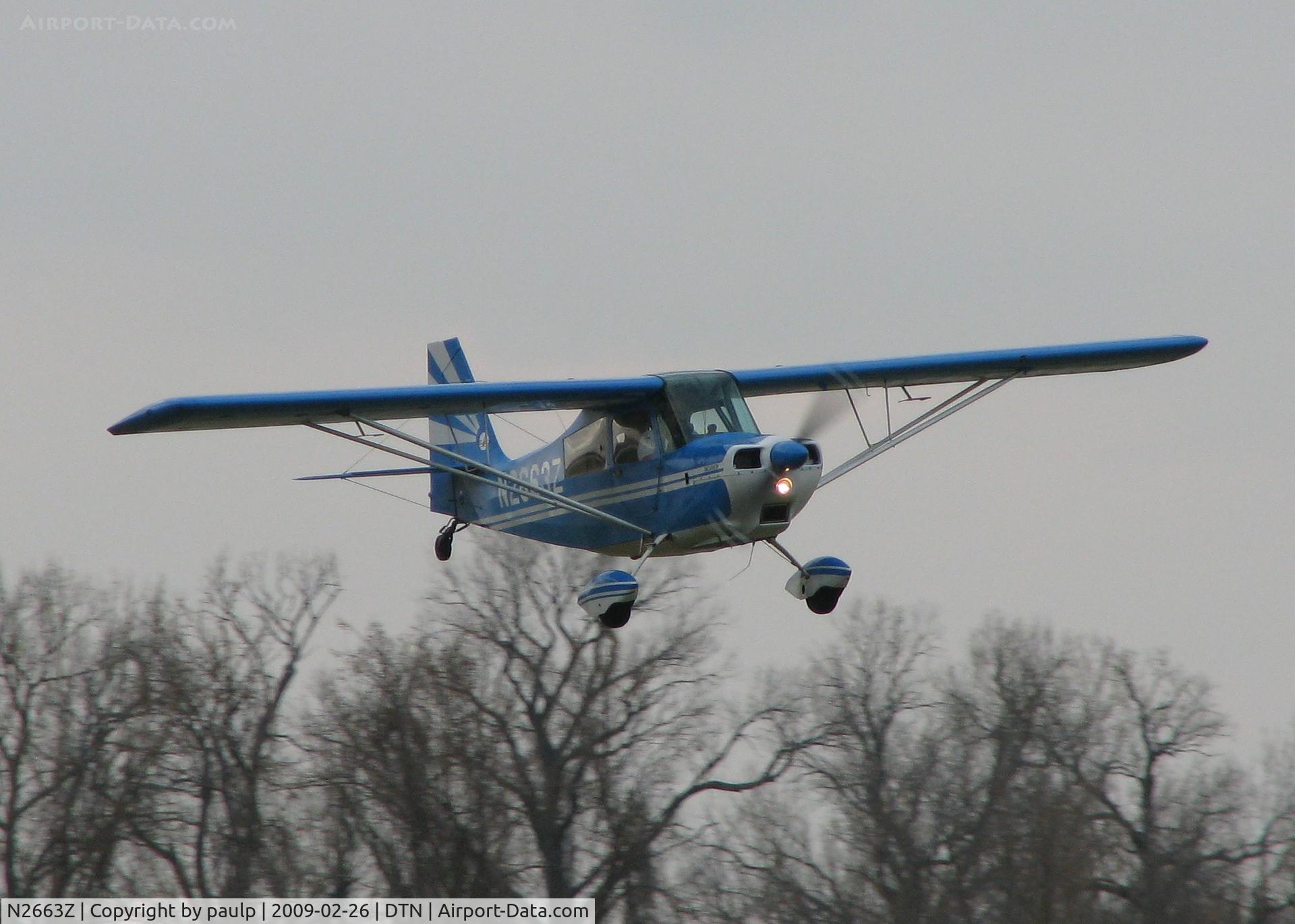 N2663Z, 1977 Bellanca 8KCAB Decathlon C/N 362-78, Coming in for a touch and go on runway 14 at the Shreveport Downtown airport.