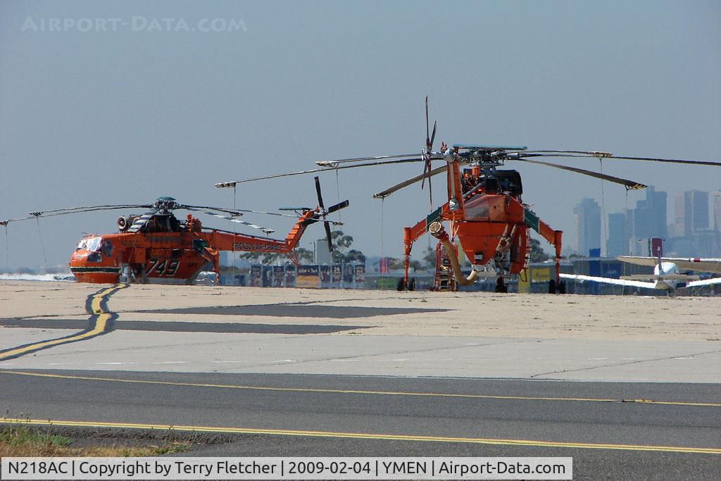 N218AC, 1967 Erickson S64E Skycrane C/N 64033, Erickson Cranes at Essendon a couple of days before the Victoria Bushfires