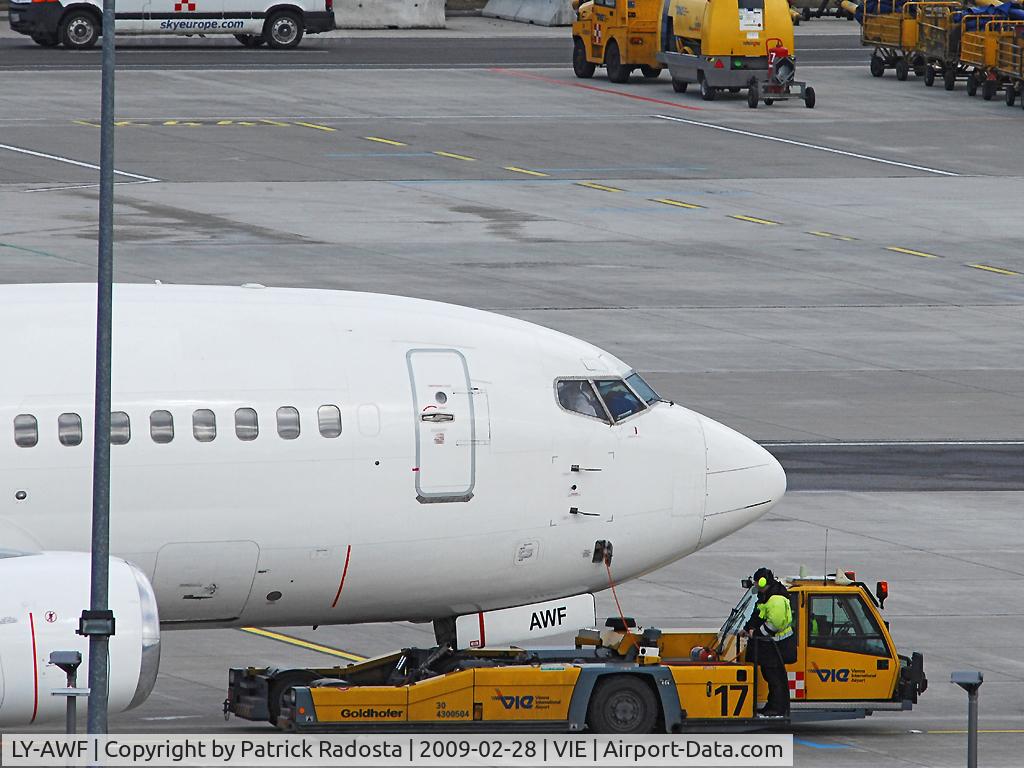 LY-AWF, 1993 Boeing 737-522 C/N 26707, Ex flyLAL Aircraft now operating in white c/s for SkyEurpe ex Vienna and Bratislava