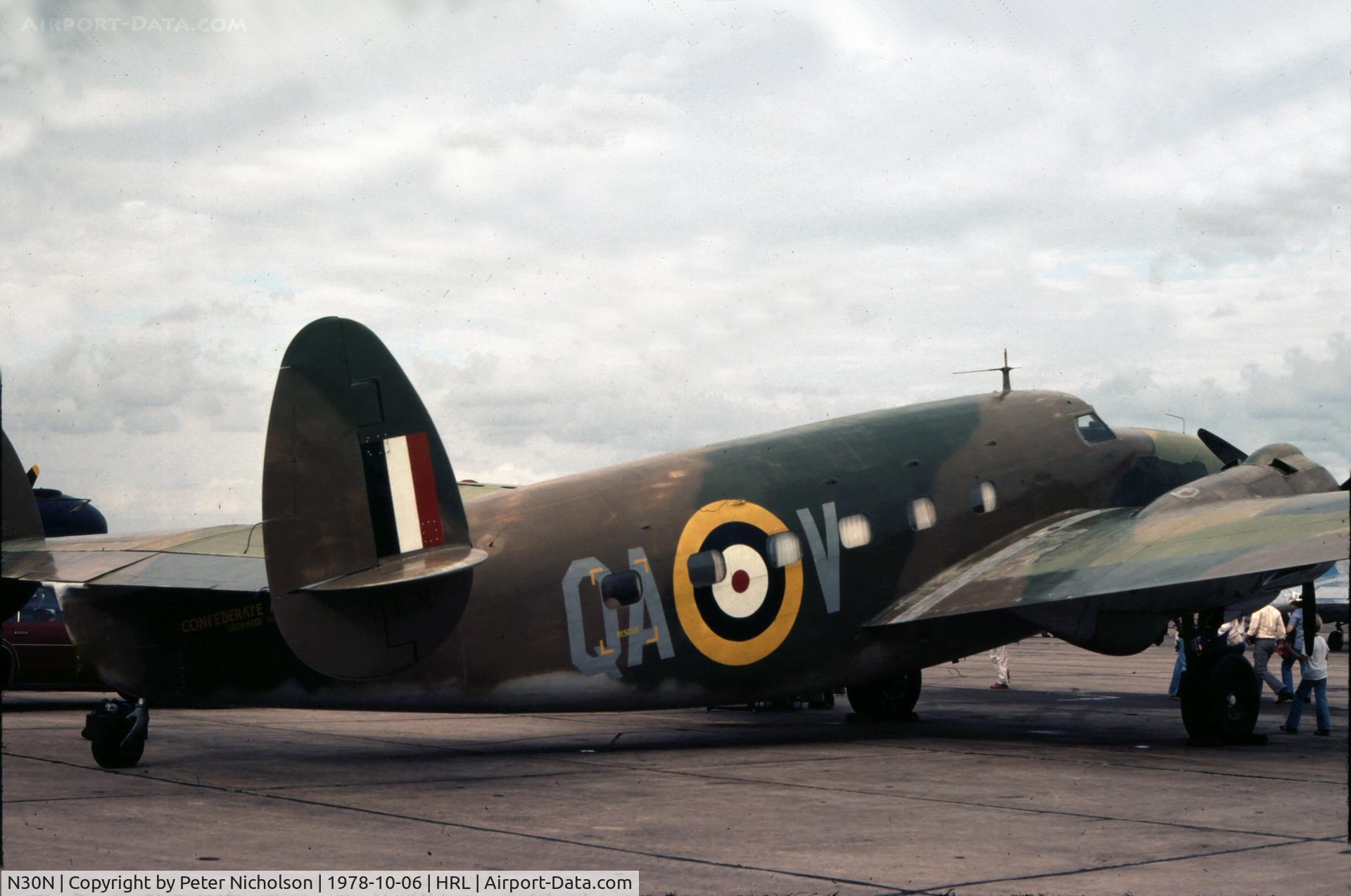 N30N, 1942 Lockheed 18-50 Lodestar C/N 18-2274, C-60 Lodestar 42-55884 of the Confederate Air Force as a Hudson of 224 Squadron at their 1978 Airshow.