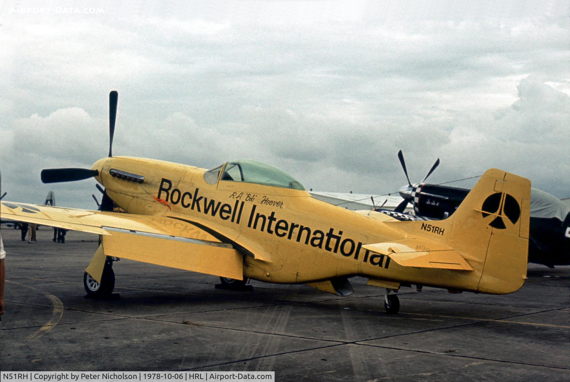 N51RH, North American P-51D Mustang C/N 44-74739, Bob Hoover was always a delight to watch as he flew this Mustang as seen at the 1978 Confederate Air Force Airshow.