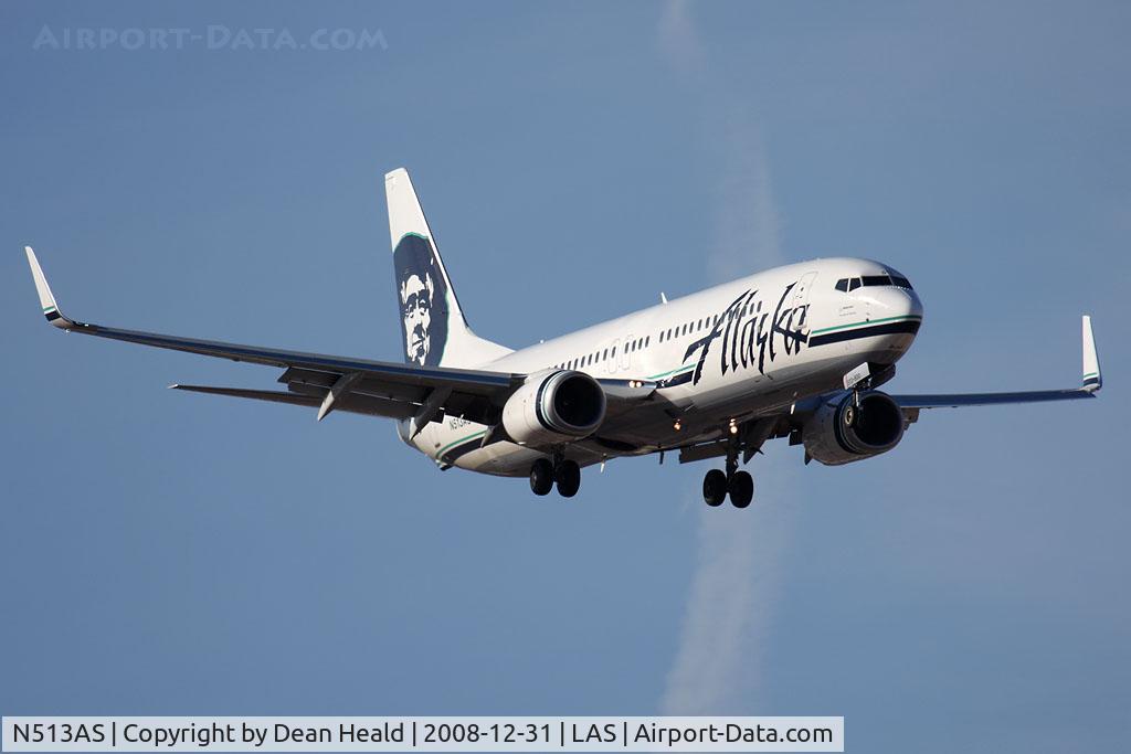 N513AS, 2008 Boeing 737-890 C/N 35192, Alaska Airlines N513AS (FLT ASA626) from Portland Int'l (KPDX) on final approach to RWY 1L.