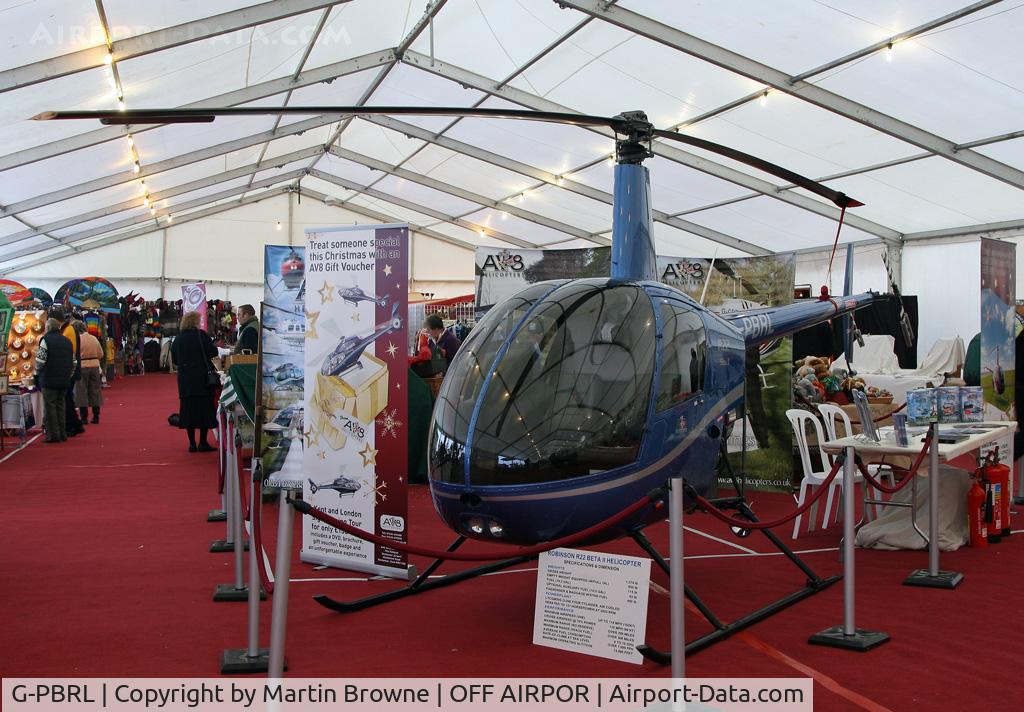 G-PBRL, 2006 Robinson R22 Beta II C/N 4053, On display at The Leeds Castle Winter Fayre.
