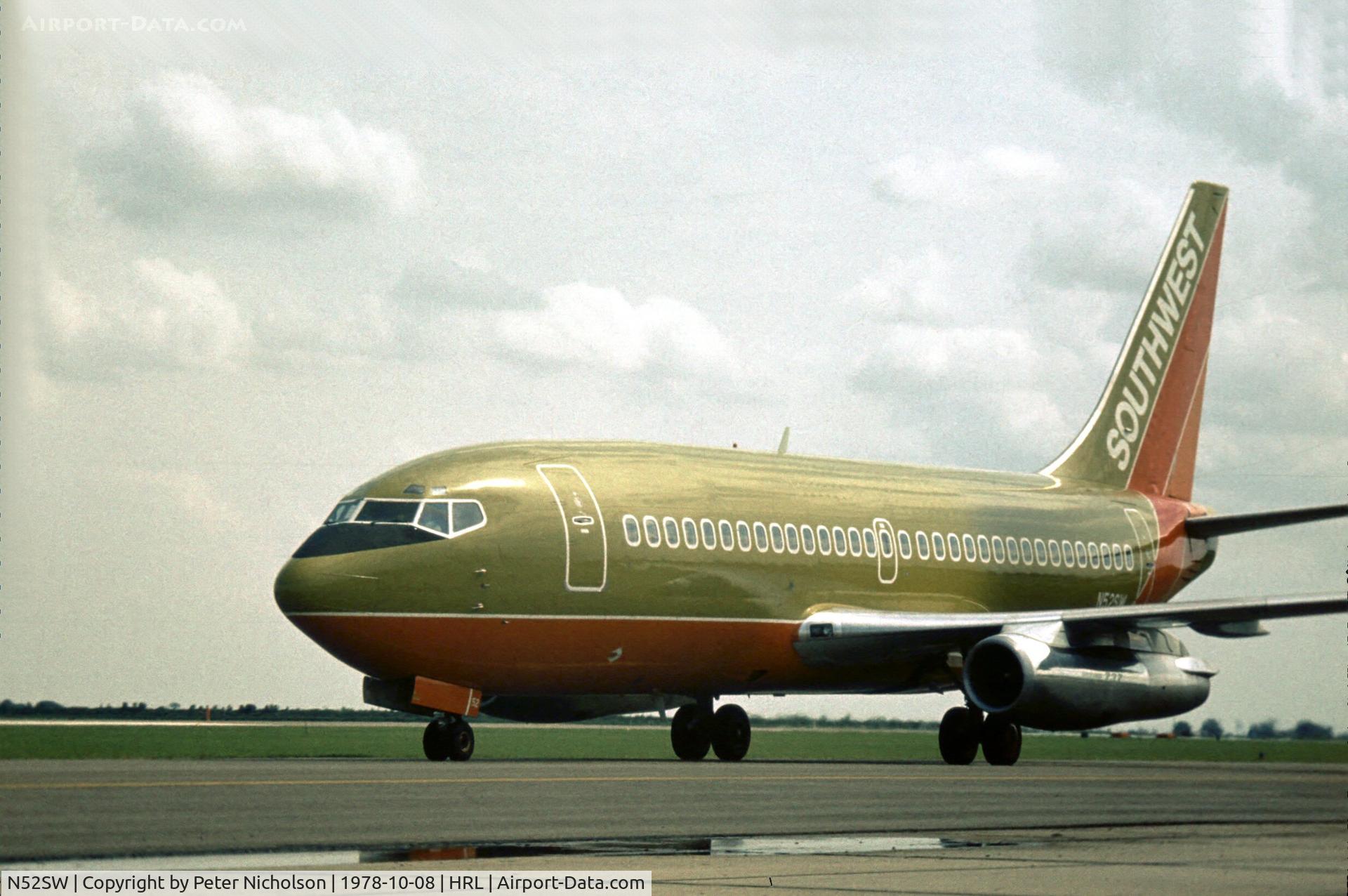 N52SW, Boeing 737-2H4 C/N 21533, In service with Southwest Airlines in 1978 as seen at Harlingen during the Confederate Air Force Airshow.