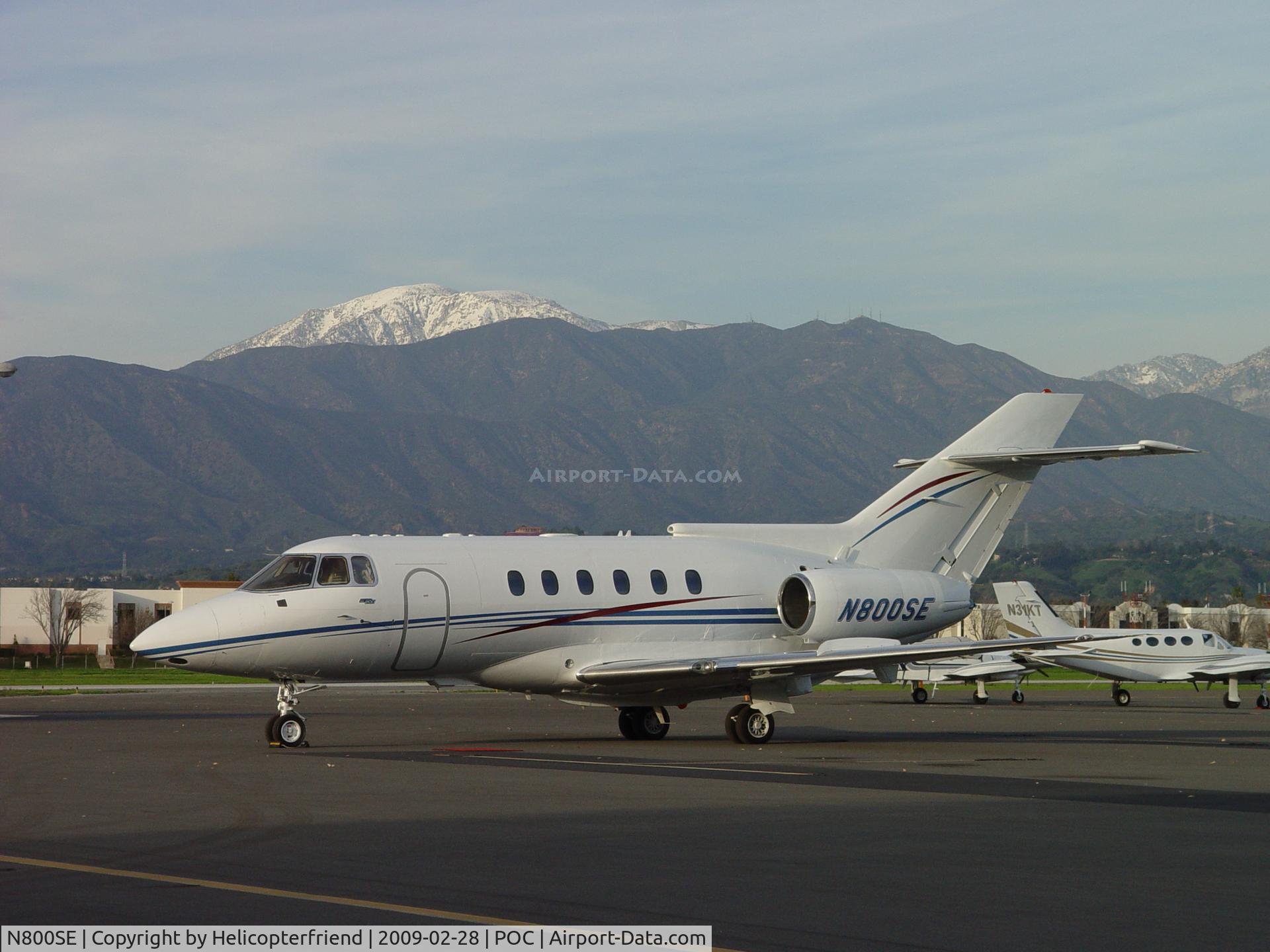 N800SE, 1988 British Aerospace BAe.125 Series 800A C/N 258137, Parked in transient at Brackett under our snow capped Mt Baldy