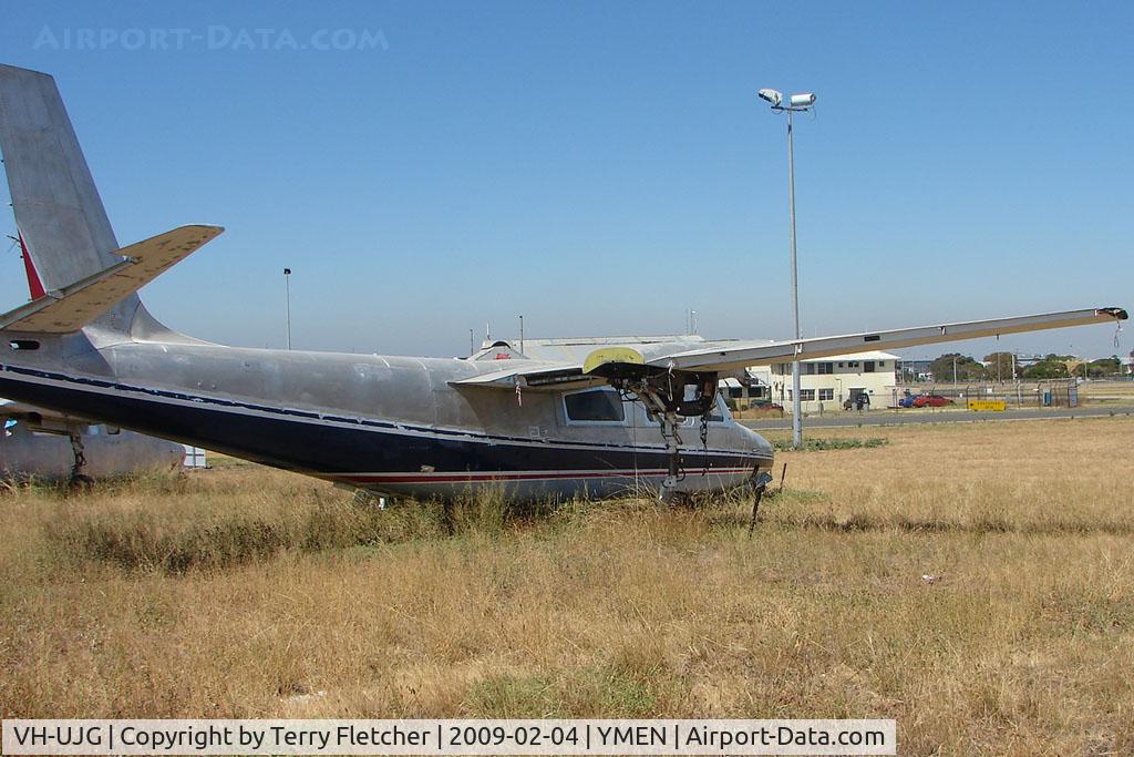 VH-UJG, 1973 Aero Commander 690 C/N 11062, Aero Commander 690 in storage area at Essendon