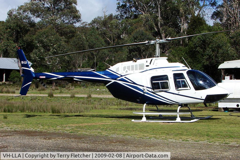 VH-LLA, 1981 Bell 206B JetRanger C/N 3254, Bell 206 at Cradle Mountain Helipad , Tasmania