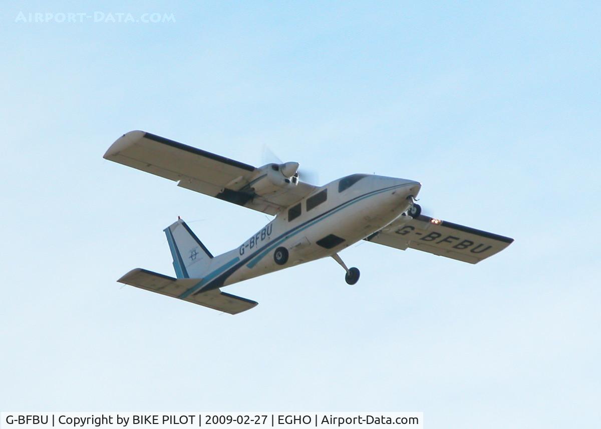 G-BFBU, 1974 Partenavia P-68B Victor C/N 24, GEMINAIR P68 CLIMBING OUT FROM RWY 25