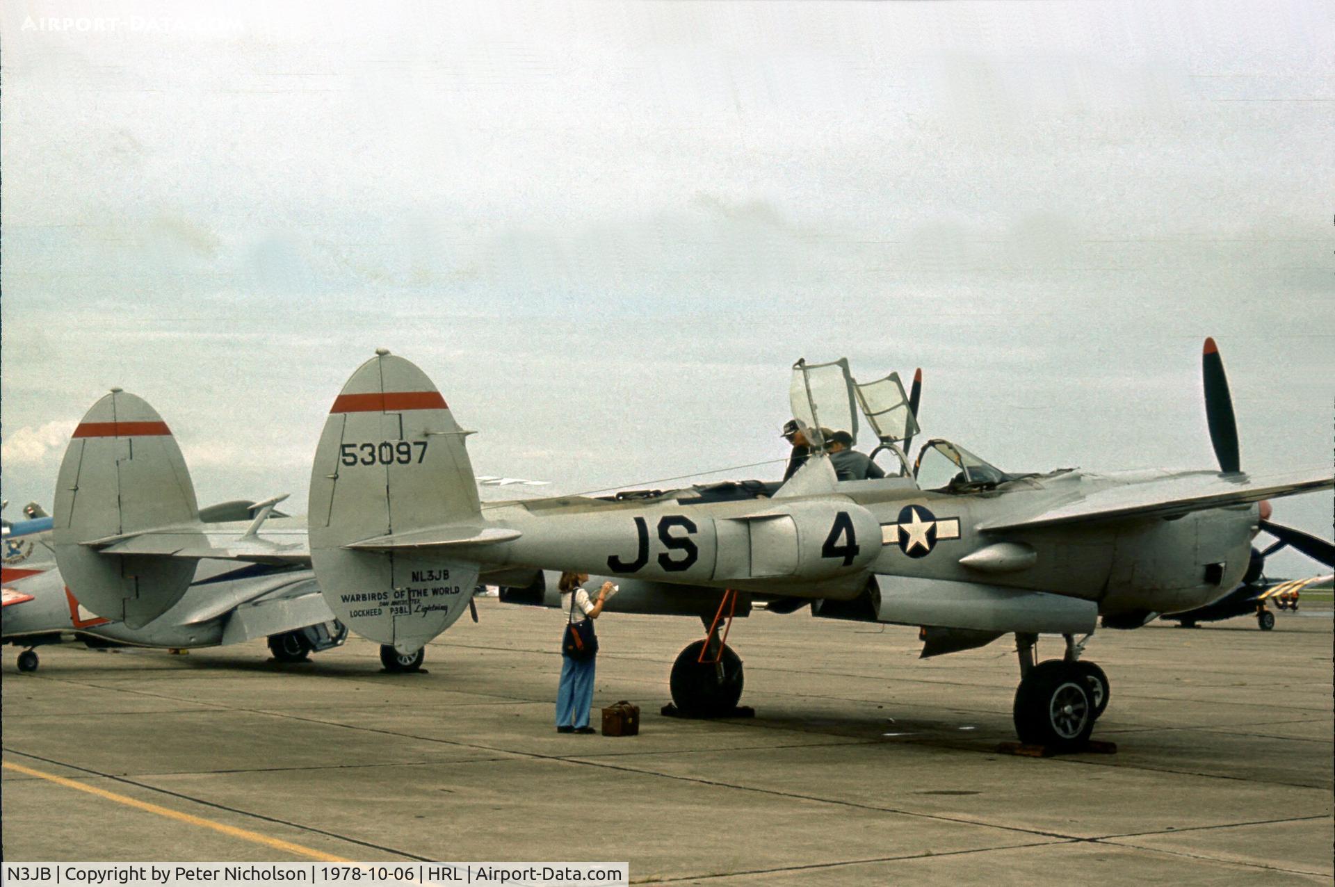 N3JB, 1944 Lockheed P-38L Lightning C/N 422-8352, As NL3JB this Lightning was present during the 1978 Confederate Air Force Airshow.