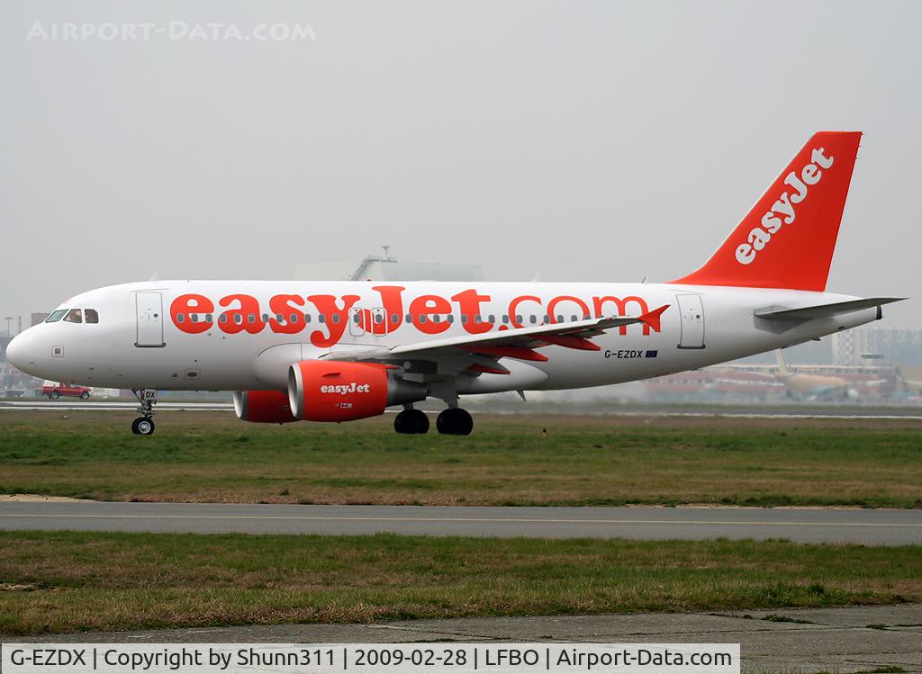 G-EZDX, 2009 Airbus A319-111 C/N 3754, Taxiing holding point rwy 32R for departure