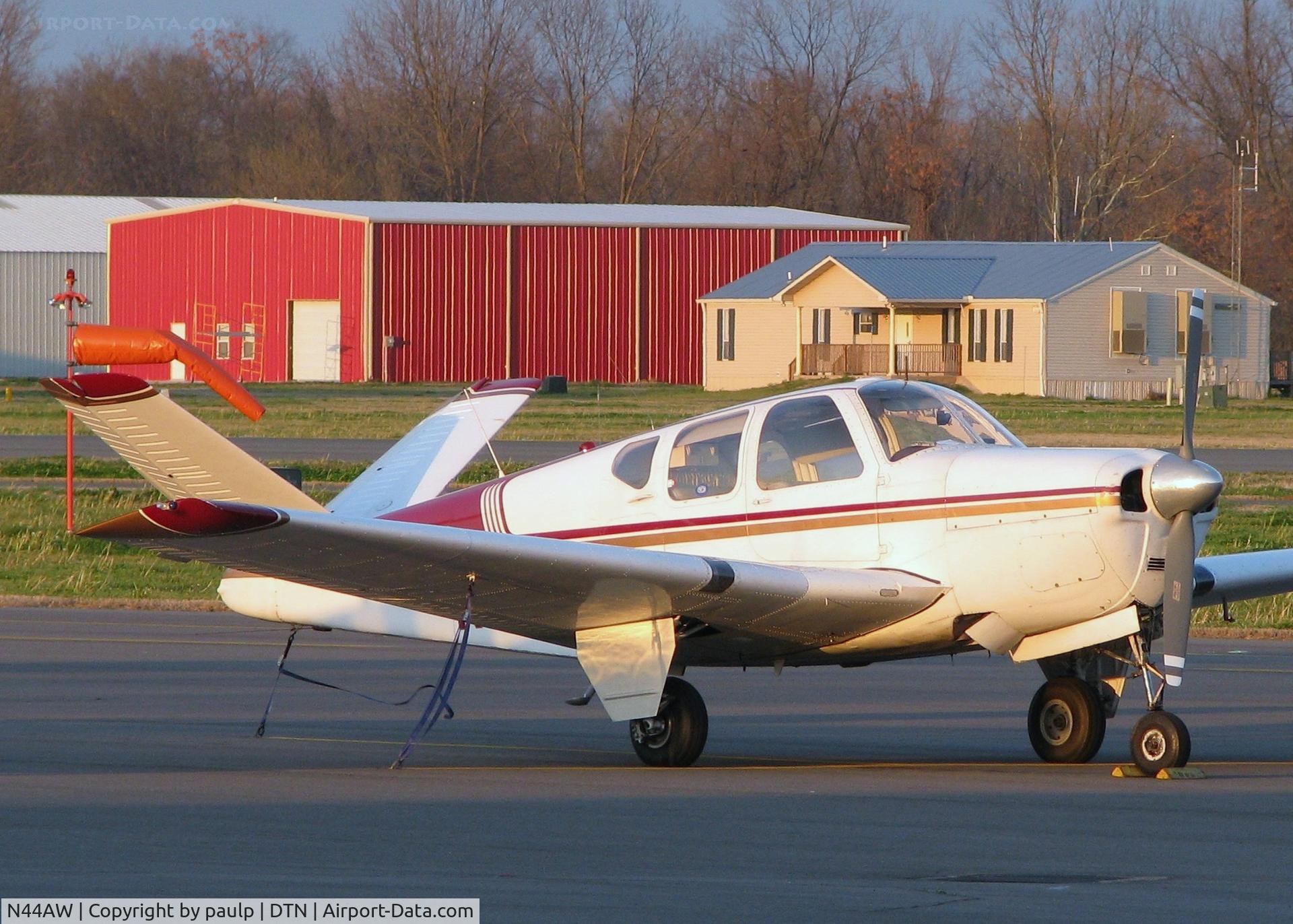 N44AW, 1952 Beech C35 Bonanza C/N D-3228, Parked at the Shreveport Downtown airport.