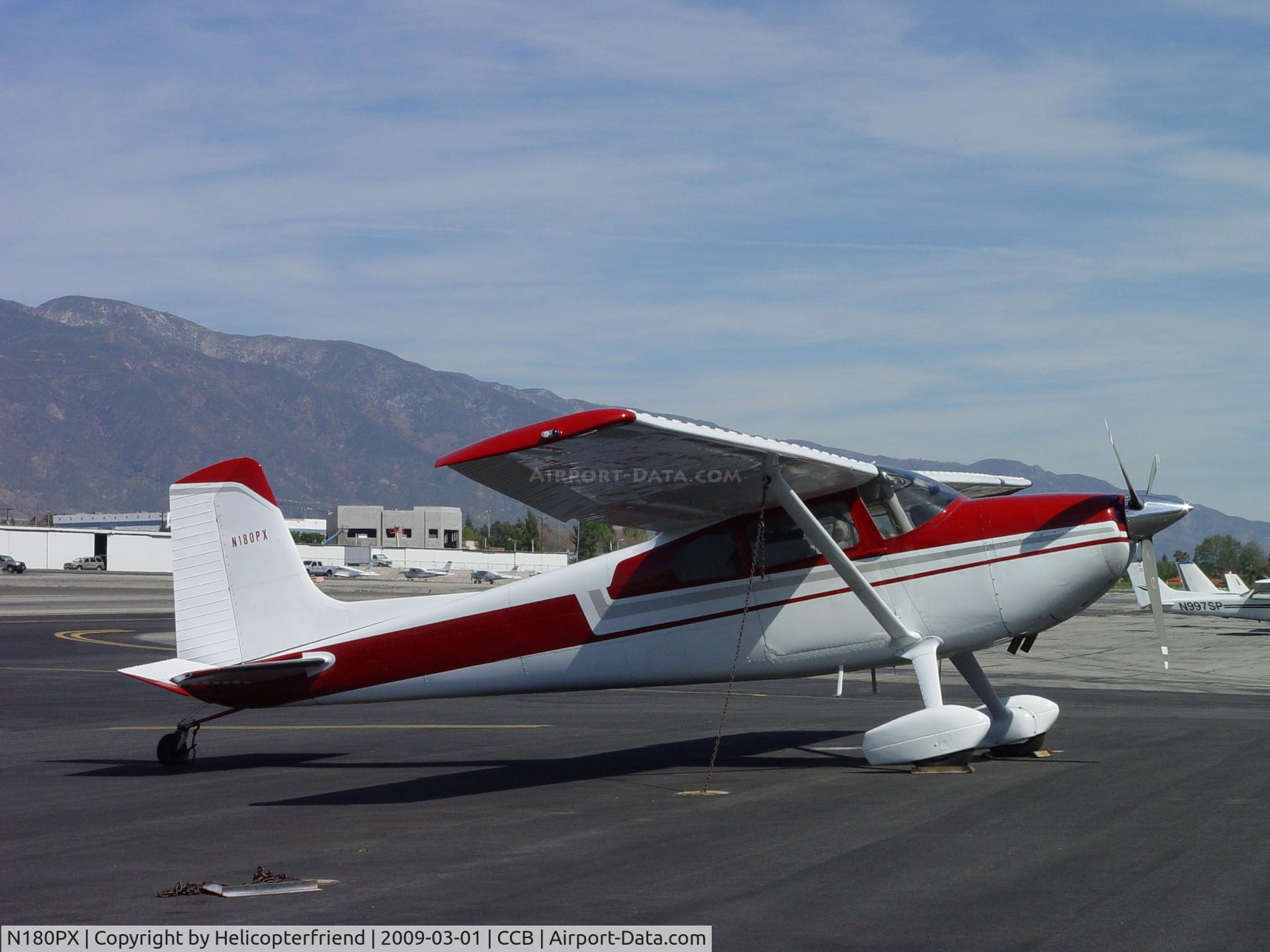 N180PX, 1955 Cessna 180 C/N 31502, Parked and waiting at Cable