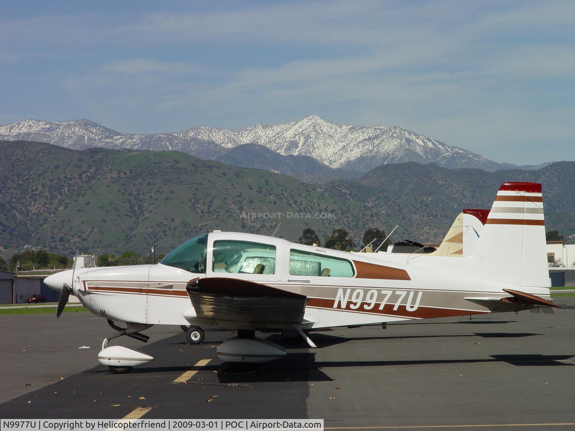 N9977U, Grumman American AA-5A Cheetah C/N AA5A0377, Parked at Brackett