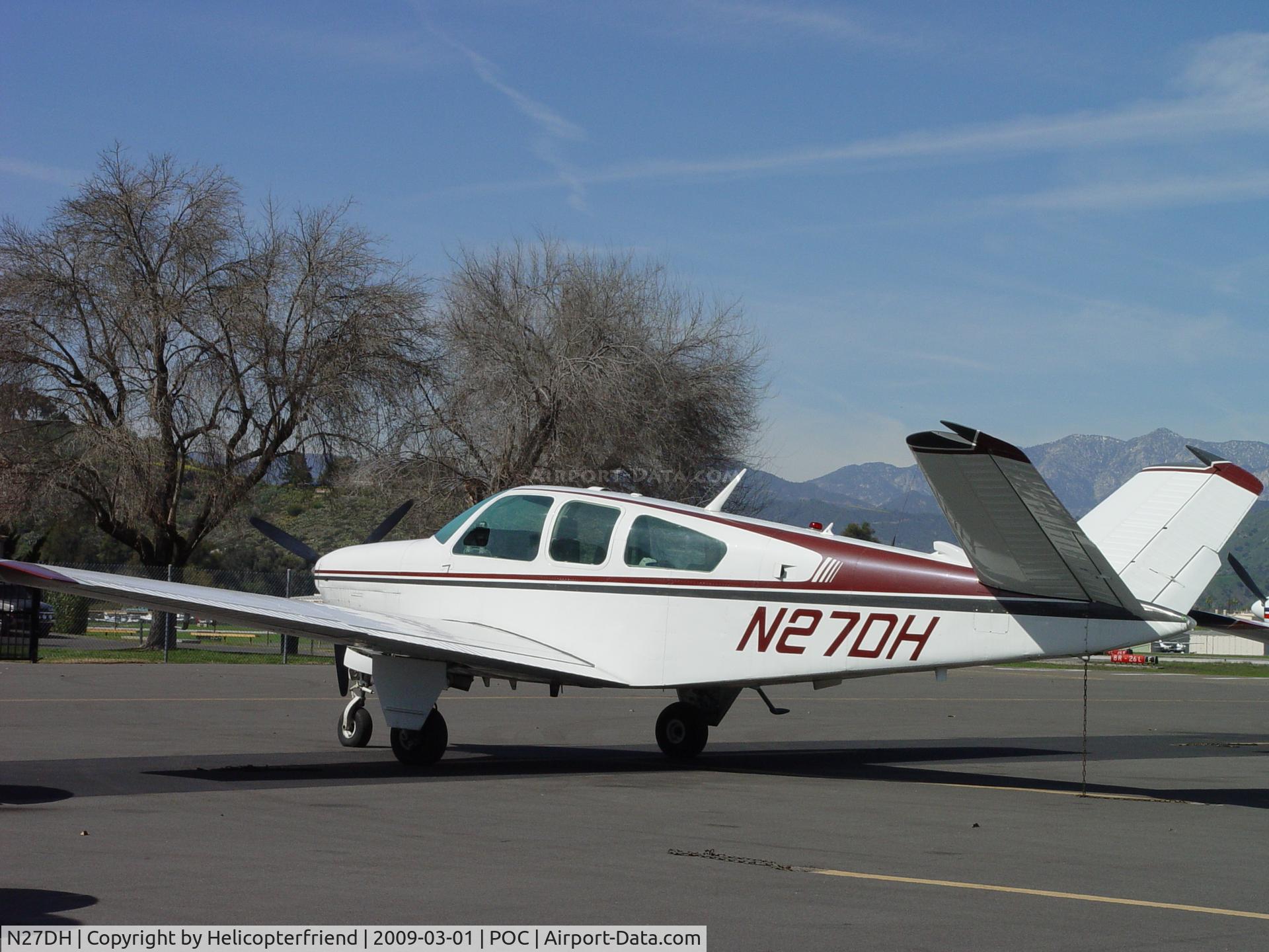 N27DH, 1970 Beech V35B Bonanza C/N D-9149, Parked in transient parking at Brackett